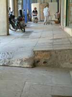 Uneven or unusually high steps can be a hazard when walking in Athens